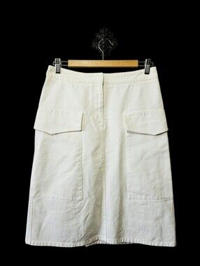 Studio Nicholson White Denim Midi Skirt Size 1  US 6 Utility